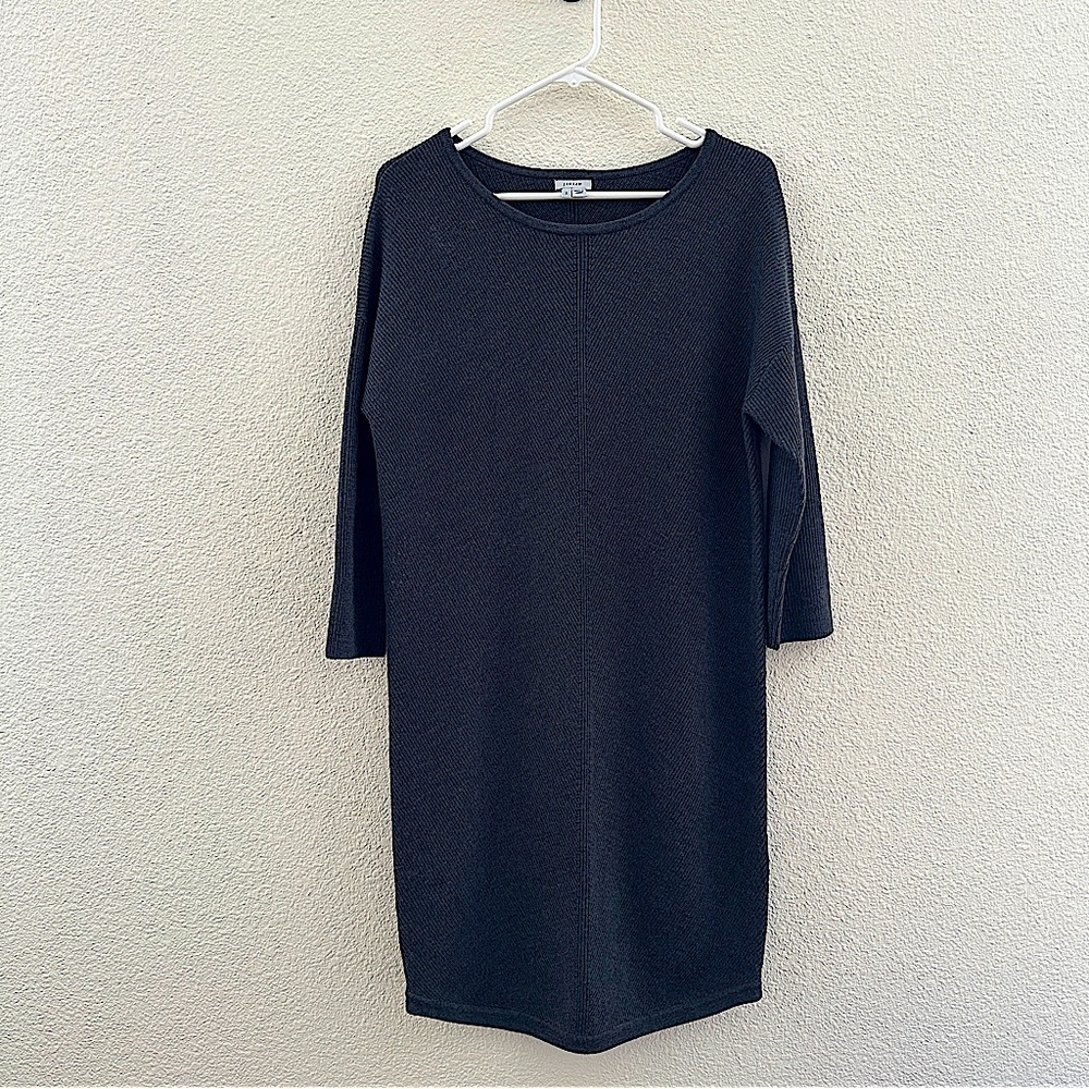Jigsaw Sweater Dress Womens Grey 100% Wool Ribbed Knit Shift Small